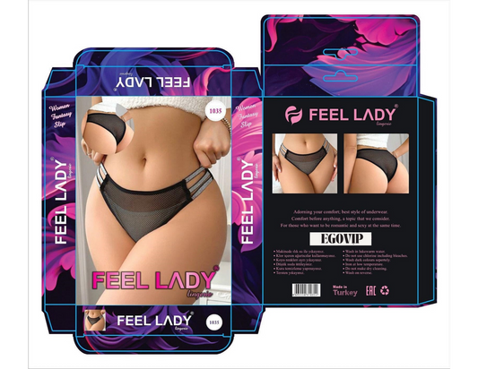 Siyah Transparan Slip – Yanları File Detaylı, Modern & Şık